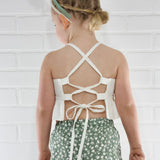 Textured White Tie Back Crop Top