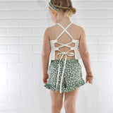 Sage Floral Ruffle Hem Shorts