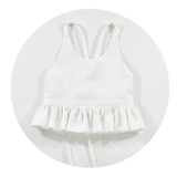 Textured White Tie Back Crop Top
