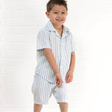Textured Blue Stripe Shorts