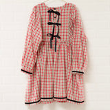 Holiday Bow Puff Sleeve Ivory Plaid Dress | Size 9/10