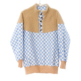 Checker Faux Sherpa Tunic Pullover | Size 6