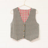 Holiday Green Plaid Reversible Vest + Red Pant Set | Size 7