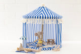 Pool Cabana Blue Stripe 12" Decor Tent + Mini Beach Towels