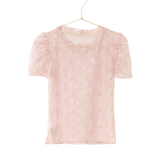 Mauve Lace Puff Sleeve Layering Top