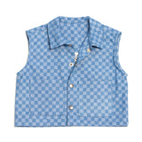 Mini Check Cropped Barn Vest | Size 8