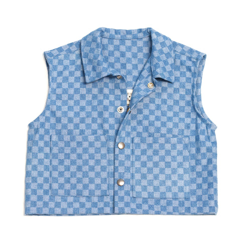 Mini Check Cropped Barn Vest | Size 8