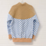 Checker Faux Sherpa Tunic Pullover | Size 6