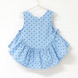 Blue Lady Bug Side Tie Peplum