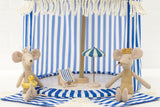 Pool Cabana Blue Stripe 12" Decor Tent + Mini Beach Towels