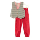 Holiday Green Plaid Reversible Vest + Red Pant Set | Size 7