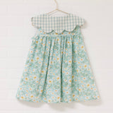 Aqua Daisy Scallop Collar Dress