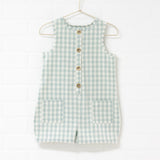 Aqua Gingham Shorty Playsuit | Size 4