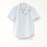 Textured Blue Stripe Button Down Top