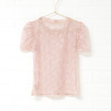 Mauve Lace Puff Sleeve Layering Top