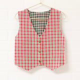 Holiday Green Plaid Reversible Vest + Red Pant Set | Size 7