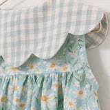 Aqua Daisy Scallop Collar Dress