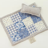 Steel Stripe Blue Floral Mini Quilt + Pillow