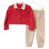 Holiday Red Barn Jacket + Matching Cord Pant Set | Size 3