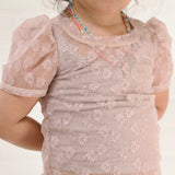 Mauve Lace Puff Sleeve Layering Top