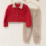 Holiday Red Barn Jacket + Matching Cord Pant Set | Size 3