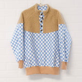 Checker Faux Sherpa Tunic Pullover | Size 6