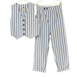 Wide Stripe Vest + Pant Set | Size 9/10