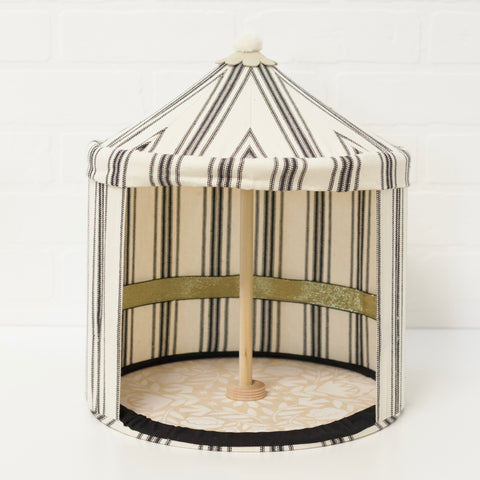 OOAK Ivory and Black Stripe 12" Decor Tent