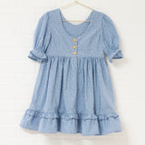 Dusty Blue Floral Ruffle Dress | Size 7