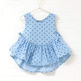 Blue Lady Bug Side Tie Peplum
