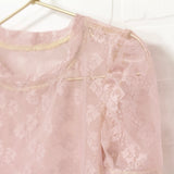 Mauve Lace Puff Sleeve Layering Top