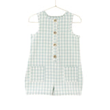 Aqua Gingham Shorty Playsuit | Size 4