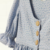 Dusty Blue Floral Ruffle Dress | Size 7