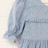 Dusty Blue Floral Ruffle Dress | Size 7