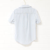 Textured Blue Stripe Button Down Top