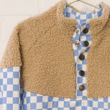 Checker Faux Sherpa Tunic Pullover | Size 6