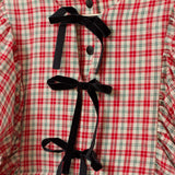 Holiday Bow Puff Sleeve Ivory Plaid Dress | Size 9/10