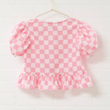 Pink Check Short Set | Size 8