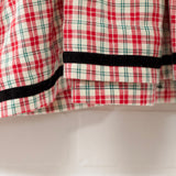 Holiday Bow Puff Sleeve Ivory Plaid Dress | Size 9/10