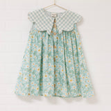 Aqua Daisy Scallop Collar Dress