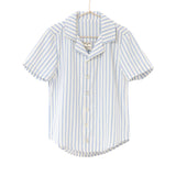 Textured Blue Stripe Button Down Top