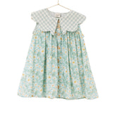 Aqua Daisy Scallop Collar Dress