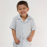 Textured Blue Stripe Button Down Top