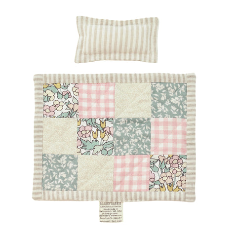 Pink and Aqua Floral Mini Quilt + Pillow