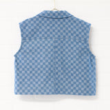 Mini Check Cropped Barn Vest | Size 8