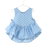 Blue Lady Bug Side Tie Peplum