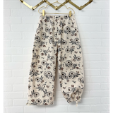 Floral Beige Barrel Pants | Size 9/10
