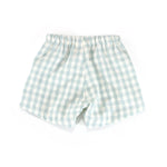 Aqua Plaid Cotton Shorts