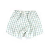 Aqua Plaid Cotton Shorts