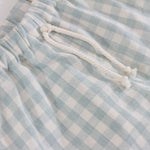 Aqua Plaid Cotton Shorts